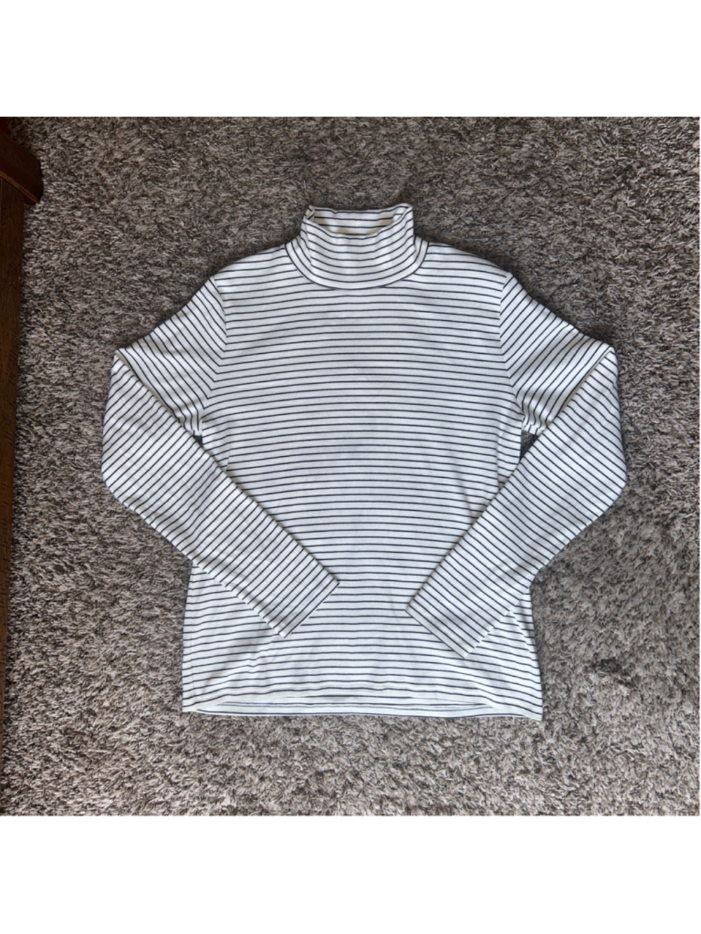 Women's GAP Striped Long Sleeve Turtleneck Top White Black Size XL
